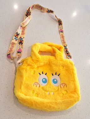 SpongeBob Plush Small Crossbody Bag Yellow Cartoon Purse Nickelodeon NEW